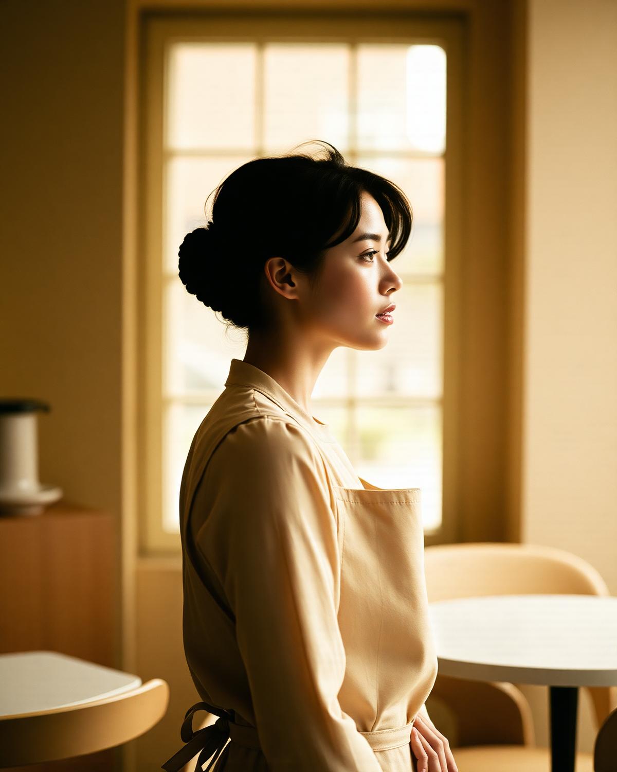 Head barista, side portrait in soft window light.